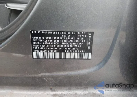 2014 Volkswagen Jetta 2.0L S from USA, damaged, VIN 3VW2K7AJ1EM209462